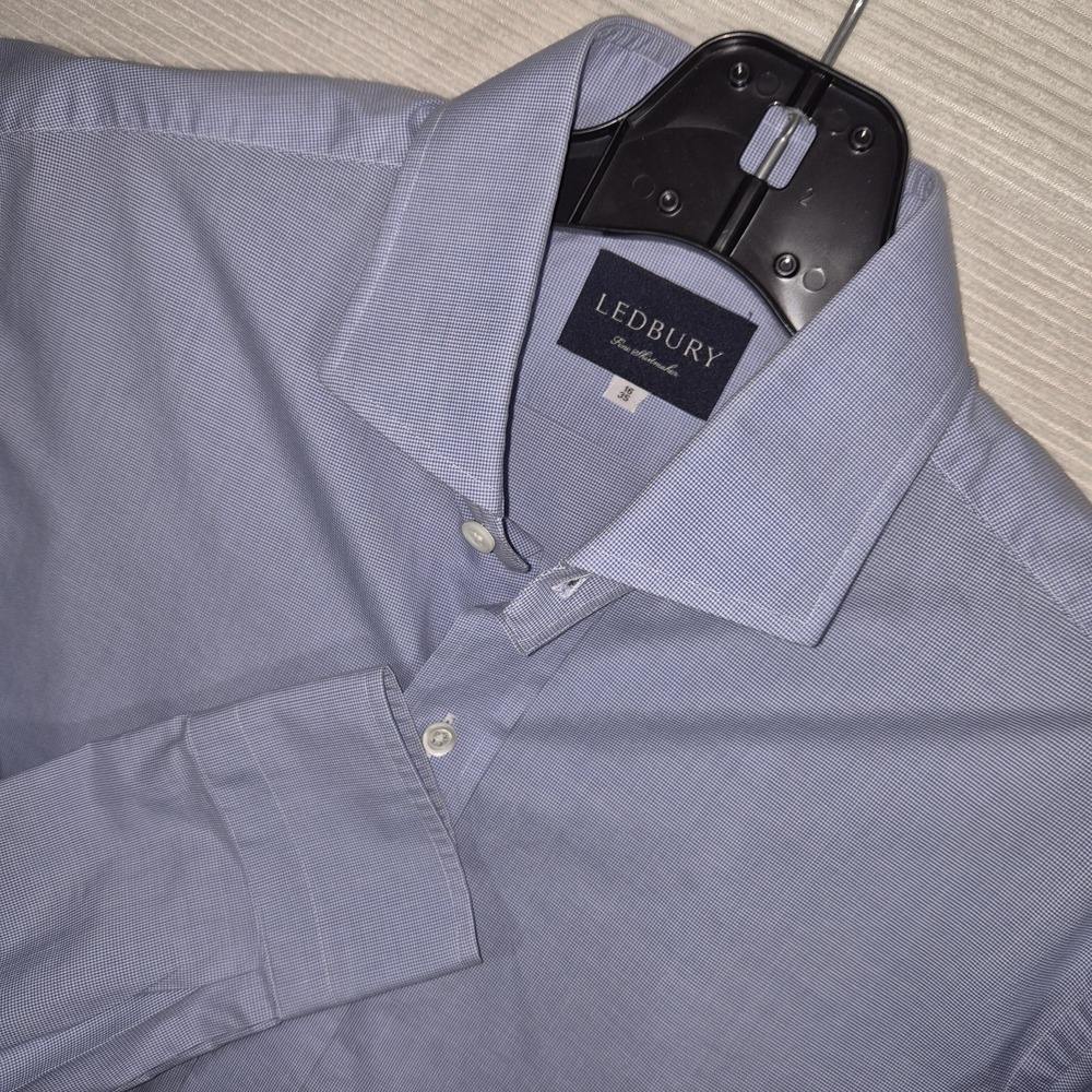 Ledbury Fine Shirtmakers Dress Shirt Men's 16 35 Large Blue‎ Button Up